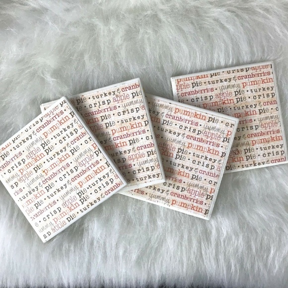 Unbranded Other - Thanksgiving Coasters Ceramic Words Stone Set of 4